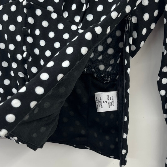 Favlux Deep V-Neck Polka Dot Faux Button Front Pullover Top Small Fitted Cropped - Picture 6 of 11